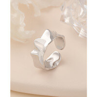 wholesale 925 Sterling Silver Irregular Open Ring for Women, Minimalist Ins Style, Niche Luxury, High-End Feel Index Finger Ring-Women's 925 silver ring, approximately 5 grams. Adjustable opening.