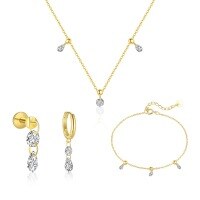 wholesale S925 Sterling Silver Round Zircon Stud Earrings For Women,。-Single four-piece set 925 silver