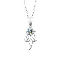 S925 Sterling Silver Moissanite Zodiac Necklace for Women-Scorpio (October 24 - November 22) (White Gold)  1-Carat Moissanite