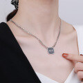 wholesale S925 Sterling Silver Korean-style Resin Black Surface NO5 Pendant Trendy Hip-Hop Unisex Necklace-0-3