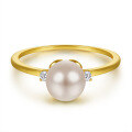 wholesale 925 Sterling Silver Hot-Selling New Inlaid Pearl Women's Ring, Electroplated Gold Without Fading, Minimalist and Fresh Index Finger Ring-0-0