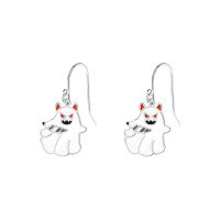 wholesale S925 Sterling Silver Halloween Cartoon Ghost Earrings, Cute and Unique Niche-E3661-White Gold 925 Silver