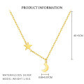 wholesale S925 Sterling Silver Farfan Star Moon Pendant Necklace, Women's Light Luxury Fashion Versatile Hollow-out Personality Choker-0-5