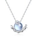wholesale S925 Sterling Silver New Fashionable Cute Starry Sky Snail Niche Aquamarine Necklace for Women Wholesale from Manufacturers-0-4