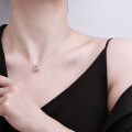 925 Sterling Silver Minimalist Bear Pendant Necklace, Moissanite, Luxury Women's Collarbone Chain-0-2