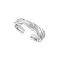 wholesale S925 Sterling Silver 3110 Niche, Stylish, Trendy, and Versatile Two-Tone Electroplated Textured Twist Ring with Inlaid Diamonds for Women-0-5