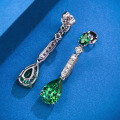 wholesale 925 Sterling Silver with 5-Carat High Carbon Diamond, Zhuozhifan Jewelry New Drop 8*12 Emerald Green Ear Studs for Women-0-3