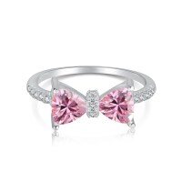 wholesale S925 Silver Cross-Border Hot-Selling Women's Ring, Small and Exquisite, Advanced Sense, Fresh and Elegant, Princess Pink Diamond Heart-Shaped Butterfly Ring Hand Accessory-DY120564-SW-PK 9