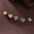 wholesale Metal: 925 Silver Plated with 24K Gold Thai Silver Dice-shaped Bead, Two-tone DIY Star and Moon Bodhi Bracelet, Cultural Play Accessory, Spacer Bead-0-2