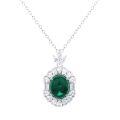 wholesale 925 Sterling Silver Gold-Plated Exquisitely Crafted Oval Luxury Solitaire Emerald Ring Necklace for Cross-Border Hot Sales in Europe and America-0-4