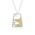 wholesale S925 Sterling Silver High-value Instagram Style Pendant with Moonlight and Ripples Design Full Artisan Boat-Shaped Necklace Featuring Natural Gemstones-0-1