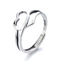 wholesale S925 Sterling Silver French Hollow-Out Smooth Interwoven Heart Ring, Fairy Style Elegant and Versatile Band-0-5