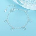 wholesale S925 Silver Fashion Jewelry Heart-shaped Bracelet European and American Single-layer Peach Blossom Mini Heart-shaped Anklet Factory Supply Wholesale-0-0