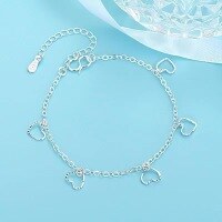 wholesale S925 Silver Fashion Jewelry Heart-shaped Bracelet European and American Single-layer Peach Blossom Mini Heart-shaped Anklet Factory Supply Wholesale-xb1030-white gold