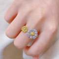 wholesale S925 Sterling Silver Red Elk All-Over Ins Double Daisy Openable Yellow Diamond Ring Elegant Fashion Exquisite Light Luxury Temperament-0-0