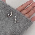 wholesale 925 Sterling Silver French Moon Black Pearl Ear Studs for Women, Minimalist Chic Celestial Crescent Design, Ins Style Earrings Ear Drops-0-5