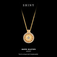 S925 Silver Rotating Eight Treasures Compass Lotus Pendant Necklace-S925 Sterling Silver Gold  925 Silver