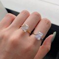 wholesale S925 Sterling Silver Cross-Border Classic 4-Prong Women's Small Luxury Radiant 8A Snowflake Zircon Ring Wholesale for Women-0-0
