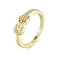 Sterling Silver Moissanite Interlocking Double-Layer Cross Horseshoe Ring-0-3