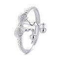 wholesale S925 Sterling Silver Fashion Cross-Border Bow Matte Bead Pendant Personalized Open Adjustable Ring for Women-0-6