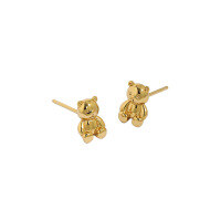 wholesale S925 Sterling Silver EB119 Korean Version INS Original Niche Design Minimalist Versatile Little Bear Earrings for Women-18K gold [with sterling silver ear plugs]