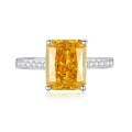 wholesale S925 Sterling Silver Goose Yellow Ring for Women, Small and Luxurious, Ice Flower Zirconia Rectangular High-Carbon Diamond Ring Collection-0-20
