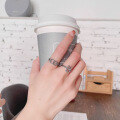 wholesale S925 Sterling Silver Geometric Irregular Chain Letter B Ring Ins Niche Minimalist Style Versatile Fashion Index Finger Ring-0-1