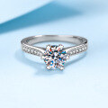 wholesale Pt950 plated S925 silver one-carat moissanite ring for women with empty setting, available for dropshipping-0-0