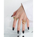 wholesale S925 Sterling Silver Korean Version INS Niche Design Micro-Inlaid Resin Multi-Layer Line Texture Open Ring-0-3