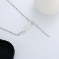 wholesale S925 Sterling Silver Geometric 3D Line Y-Pendant Necklace, Creative and Unique Fashion Internet-Famous Style Women's Sweater Chain-0-3