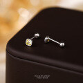 wholesale S925 Sterling Silver Ultra-sparkling Yellow Zircon Square Stud Earrings For Women, New Fashion Elegant Commute Mini Earrings For Pierced Ears-0-5