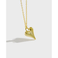 wholesale S925 Sterling Silver 380 Korean Version Ins Small and Minimalist Dainty Small Heart Necklace for Women Heart-shaped Collarbone Necklace-Platinum 925 silver