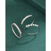 wholesale 925 Sterling Silver Row Diamond Ring for Women, Light Luxury, Niche, Simple and Individual Zircon Ring Stackable for Index Finger or Pinky, High-End Feel-Purple Diamond-002002 No. 10