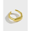 wholesale S925 Sterling Silver Gold-Plated Korean Style Ins Minimalist Irregular Smooth Surface Open Ring for Women-0-0