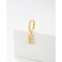 wholesale 925 Sterling Silver Amazon Cross-border Single Alphabet Earrings for Women, Fashion Hoop Ear Cuff, Versatile Ear Accessories-E single>925 silver