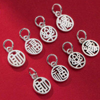 wholesale S925 Sterling Silver Plain Silver Thai Silver Bracelet Pendant Jewelry Accessories Charms DIY Beaded Bracelet-Le One Black Thai Silver (approx. 11.5*9 mm)