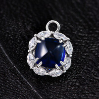 wholesale S925 Metal New Style Sugar Loaf 8*8 Minimalist and Cool Royal Blue 4 Carat Pendant Necklace 45cm-Same style cultivated sapphire 6.5*6.5 earrings [E3634] S925 silver