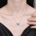 S925 Sterling Silver Cross-Border 1ct Moissanite Butterfly Pendant Necklace Wholesale-0-2
