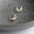 wholesale 9K Gold Wholesale Freshwater Pearl Moon Retro French Elegant Earrings Japanese Style Earrings-0-1
