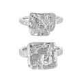 wholesale S925 Sterling Silver Small Niche Minimalist Pleated Square Irregular Texture Design Ring for Women-0-4