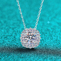 S925 Silver Moissanite Luxury Tapered Square Pendant Necklace-0-4