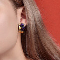 wholesale 925 Silver Gold-Plated Abstract Designer Jewelry Accessory with Natural Amethyst Gemstone Stud Earrings-0-2