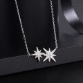 wholesale 925 Silver Maker's Hexagram Pendant Necklace for Women, Fashionable Niche Design, Minimalist Style, Luxury Collarbone Chain-0-5