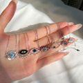 wholesale S925 Sterling Silver Cross-border Women's Creative High-end Blue Eye European and American Style Collarbone Necklace Evil Eye Series Necklace-0-1