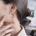 wholesale S925 Sterling Silver Red and Black Asymmetrical Irregular Large Hoop Earrings for Fashionable Commuting and European-American Style-0-3