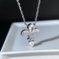 wholesale 925 silver plated with 18K gold iris flower necklace, elegant and versatile fashion retro water drop necklace-0-4