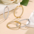 wholesale S925 Sterling Silver Plated 18K Gold Full Circle Hoop Earrings with Full-Cut Moissanite, New Cross-Border Fashion Earrings-0-1