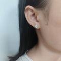 wholesale 9/10/14/18k Rose Gold, White Gold, Yellow Gold Commuting Light Luxury Earrings with Pavé Small Melee Diamonds and Lab-Grown Diamond Earrings-0-2
