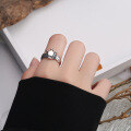 wholesale S925 Silver Vintage Antique Plated Angel Crown Ring, Chic and Fashionable Korean Style Silver Jewelry-0-3