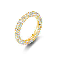 wholesale 18K Gold Plated 925 Silver Set with 43CT Moissanite Full Eternity Ring, Handcrafted with Inside-Out Full Pavé-Silver with zircon and platinum US size 6